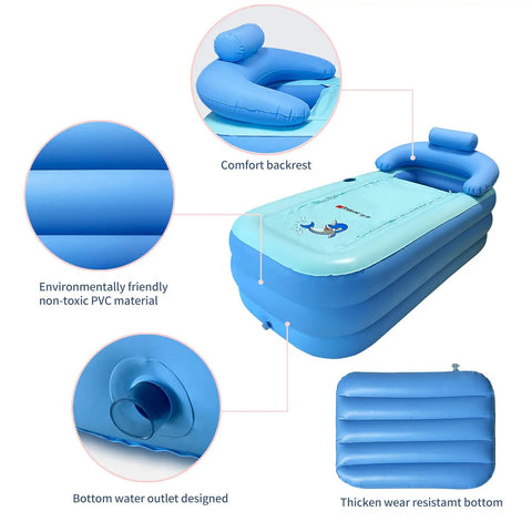 Inflatable Bathtub For Adults Freestanding Portable Foldable Spa Tub With Air Pump Perfect For Hot Soak Or Ice Bath