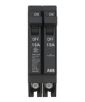 15 Amp Tandem Circuit Breaker 1 Pole 2 Circuits In One Slot For 120 240 Volt Load Centers Thermal Magnetic Plug On Breaker With 10 kAIC Interrupt Rating Heavy Duty Durable Residential And Commercial Electrical Protection You Can Trust, black ABB 15A