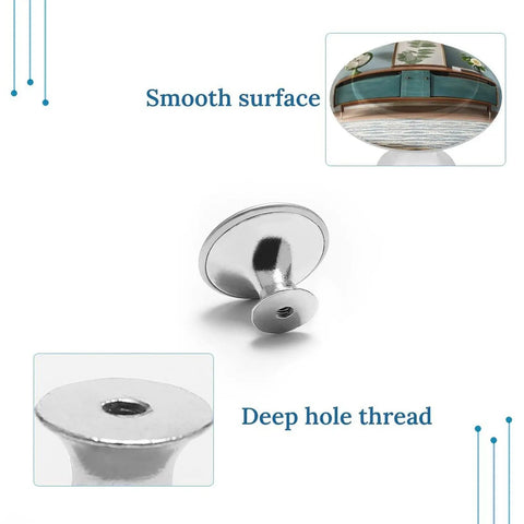 Sleek Round Stainless Steel Cabinet Knobs 2 Pack showing smooth surface and deep hole thread detail