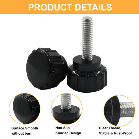 10Pcs M4 X 15Mm Knurled Thumb Screws Set Black Galvanized Iron Clamping Knobs with Non-Slip Design for CNC Machines