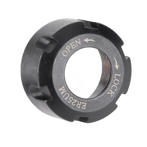 Rock Solid ER25 Dynamic Balancing Collet Nut Built Like A Tank With Heavy Duty Steel And A Tough Black Oxide Coating For Precision Lathe Chuck And Tool Setup, 42mm diameter.