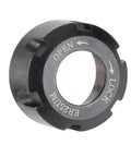 Heavy Duty ER25 Collet Nut With Dynamic Balancing For CNC Lathe And Milling Machines M32X1.5 Thread Black Oxide Finished Hardened Ground Steel, side view showing threaded interior.