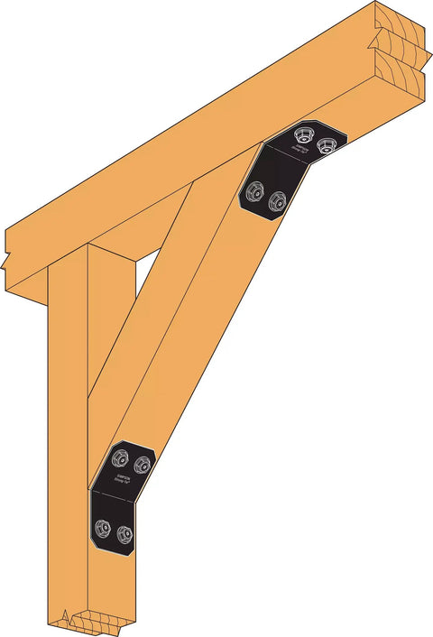 Avant Collection ZMAX Black Powder Coated Knee Brace Connector For 6X Lumber Outdoor Accents on wood beam structure illustration