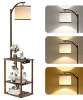 Floor Lamp With Table And USB Charging Station End Table With Shelves Dope Modern Design 3 Color Temperature LED Bulb lighting display