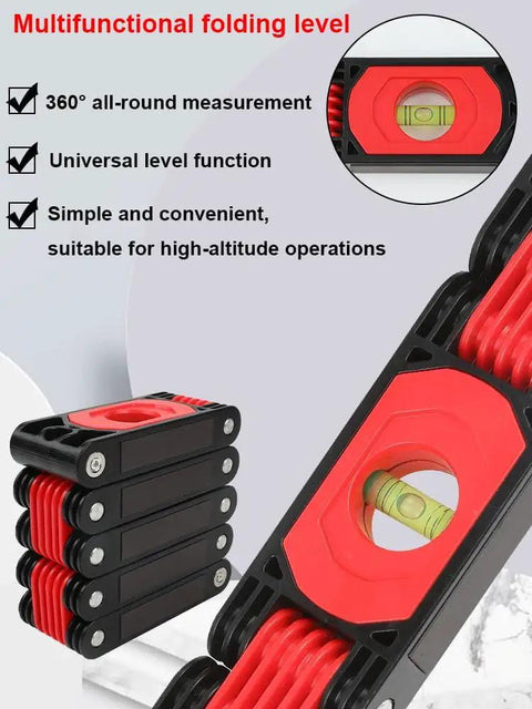 No Sweat 24 Inch Folding Level With Magnetic Aluminum Build, Four Crystal Clear Bubble Vials, Five Hinge Multi Angle Flex For Tight Corners, Pipe Runs And Diy Projects That Gonna Nail It Every Single Time