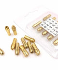 Top Notch Drill Chuck Collets 100 Piece Set Fits 0.5 To 3.2Mm Drive Bits with brass collets in packaging on a white background.