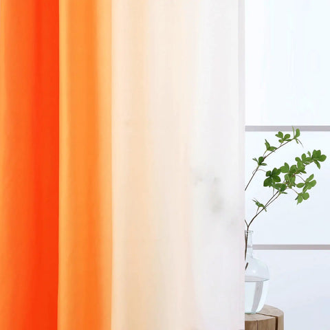 Orange And White Ombre Light Filtering Privacy Curtains Set Of 2 Panels 55 Inch Wide 84 Inch Long Grommet Top Non See Through Drapes