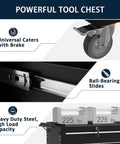 Heavy Duty 5 Drawer Metal Rolling Tool Chest With Wheels, Locking Storage Cabinet For Garage, Workshop, And Warehouse, Alloy Steel Construction Pro Grade With Powder Coated Finish, Mobile Toolbox with locking caster, ball-bearing slides, and 225 lb drawers