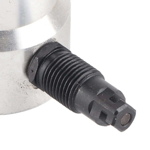 Close-up of Dual Head Metal Sheet Cutter And Nibbler Drill for Circle Cutting, showing the tool steel cutter head.