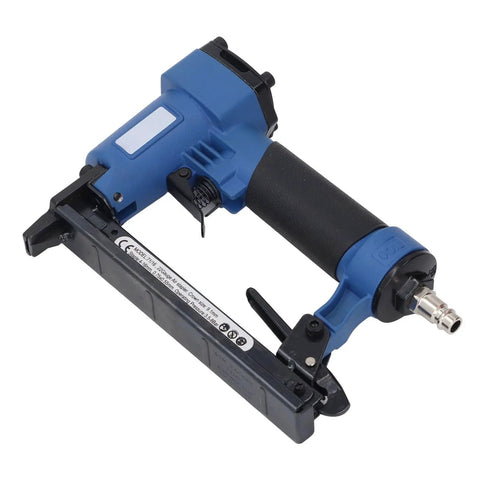 Heavy Duty Pneumatic Brad Nailer Featuring A Slick Rubber Grip And Rock Solid Aluminum Stainless Steel Build designed for lightweight furniture repairs.