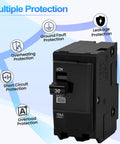 30 Amp 2 Pole Circuit Breaker For QO230CP Compatible With SD QO Load Center CSED And NQOD Distribution Panels 120 240 V 10kA Built To Last DIY Friendly Quick Plug In For Safer Electrical Panel Upgrades on black breaker front view