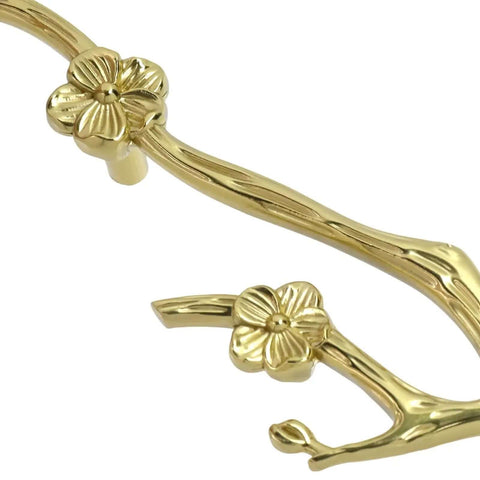 Brass Flower Branch Cabinet Handles Set Left And Right With Screws For Dressers Cabinets Wardrobes Drawers And Doors