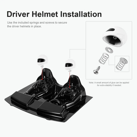 Driver helmet installation for Hard Body With Interior And Bed Cage For 1 To 10 Scale RC Crawler In Purple Dope Premium Exterior