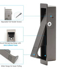 Pocket Door Handle Recessed Press Flush Finger Edge Pull Gun Gray Finish, Low Profile Door Access, Smooth One Hand Operation, Auto Rebound Pop Out Edge Pull, Solid One Piece Construction, 1 Pack shown in angled view