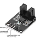 Close-up of Infrared Photoelectric Sensor Module 10 Pack 5V DC for LM393 DIY Kit showing connections for power supply and signal output.