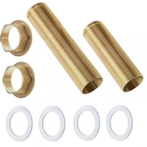 Cool Brass Pipe Fitting Lock Nut Kit With 10 Hex Female Thread Parts For Sink And Faucet Repair Plus Gas Water Oil Connection Seals That Stop Leaks Dead For Your Plumbing Needs, brass lock nuts, threaded tubes and white seals