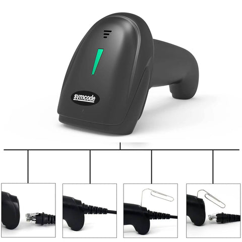 USB Laser Barcode Scanner Wired Handheld 1D Barcode Scanner Reader Black With 150 Scans Per Second LED Indicator And Buzzer