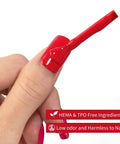 Applying Dope Big Apple Red Gel Polish Salon Grade 0.5 Fl Oz Soak Off UV LED Cure For 60 To 90 Seconds Safe Low Odor HEMA Free And TPO Free