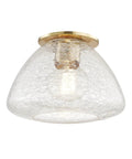 Maya 1 Light Flush Mount In Aged Brass, 6.25 Inch Tall By 9 Inch Wide Ceiling Fixture with clear glass shade