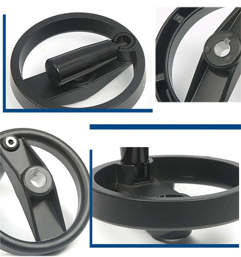 Collage of Hollow Aluminum Handwheel with Foldable Handle 100-200mm Double Spoked Wheel for Milling Machine and Lathe.
