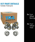 2 Piece Front Wheel Bearing And Hub Kit For Honda Civic 2001 Through 2005 Direct Fit Replacement Includes 2 Front Bearings And 2 Hubs