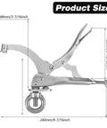 Two Pack 9 Inch Drill Press Locking Clamp Set With Heavy Duty Grip Clip, Titanium Plated 1045 Steel dimensions illustration