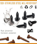 Black Heavy Duty Anti Theft License Plate Screws Kit Set For Car Tag Mounting, Rustproof Stainless Steel M6 screws with washers