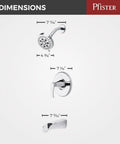 Dimensions of Jaida Tub And Shower Trim Kit With Restore Technology, Valve Included, 1-Handle, Sleek Polished Chrome Finish.