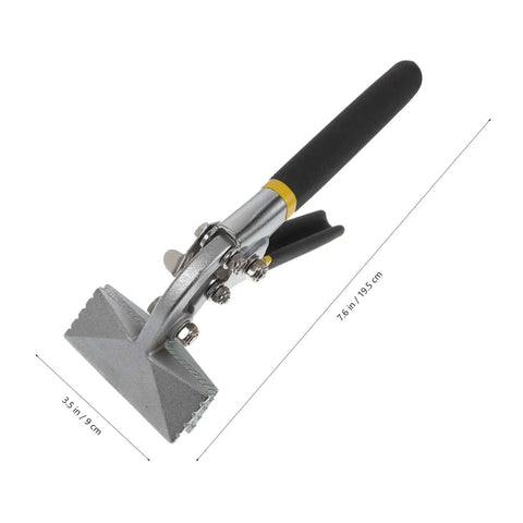 Manual Hand Seamer Tool For Metal Bending And Seaming, ergonomic double handle, compact size, side view with measurements