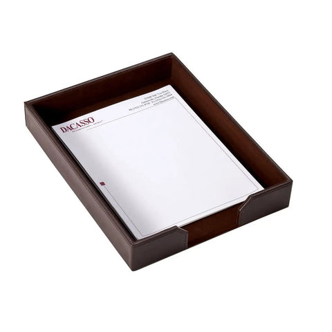 Bonded Leather Desk Set With Luxury Leather Desk Pad And Five Piece Organization Accessories In Dark Brown For A Boss Level Office Vibe