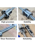 Upgrade Your Heavy Duty Machining Setup With This Slaying 2500mm Block 5010 Ground Linear Guide And 600mm Lead Ball Screw Nut Kit For Serious DIY Projects. metal ball screw nut kit, close-up