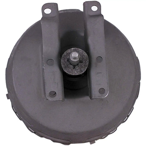 Remanufactured Power Brake Booster with Heavy Duty Sealing Rings, top view showing mounting brackets and vacuum chamber.