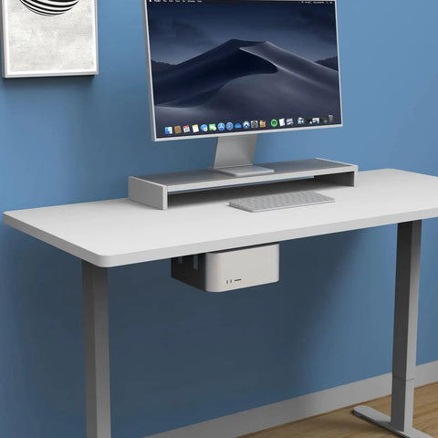 Solid Metal Under Desk Computer Mount With Vertical Tower Stand Holder To Salvage Desk Space And Keep Your Main Rig Or Workstation Setup Tight And Totally Clutterfree Daily, mounted under a sleek desk.