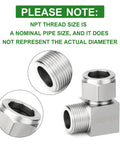 TAISHER 2-pack stainless steel square 90-degree compression tube fitting, 1/2 in tube OD x 1/2 in NPT male adapter (front view).