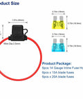 Tough As Nails Inline Fuse Holder Kit with six ATC ATO brackets, twelve solid blade fuses for automotive safety.
