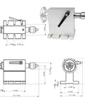 Heavy Duty CNC Fourth Axis Rotation Kit With 130Mm Three Jaw Chuck And Tailstock, detailed dimensions and design view.