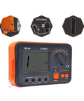 Four Wire Digital Milliohm Meter with LCD Backlight, showing dial and measurement scale, optional power adapter and strap included.