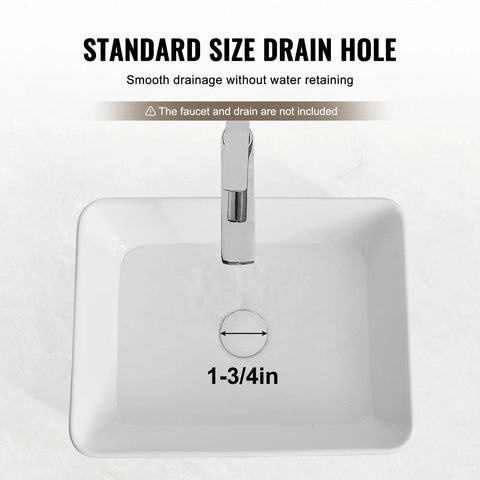 Kick Up Your Vanity Game With Solid White Rectangular Ceramic Vessel Sink, 19 By 14 Point 7 Inch Above Counter Basin, Modern Glossy Finish, Smooth Operator Glaze That Makes Cleanup Totally Stress Free