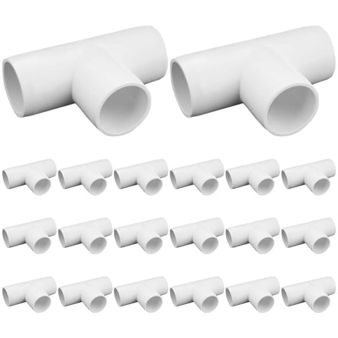 20-Pack 1/2 Inch Tee PVC Fittings Furniture Grade 3 Way Connectors For SCH40 PVC Pipe DIY Builds And Frames Heavy Duty UV Resistant