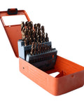 Heavy Duty 25Pc Twist Drill Bit Kit With Cobalt HSS Made For Cutting Through Stainless Steel Iron Fast Quick Chip Removal Bits in orange case