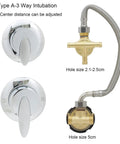 3/4/5 Way Brass Shower Panel Mixer Faucet Hot & Cold Water Control Valve showing adjustable Type A-3 Way Intubation with brass components.
