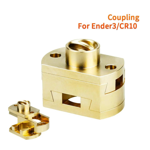 Smooth Upgrade For Your 3D Printer With These 2PC T8x8mm Oldham Couplings And Nuts For Ender3 Cr10 Z Axis Screws, Perfect Flexible Shaft Connector Parts That Make Installation Super Easy And Durable. gold metal 3D printer Z axis Oldham coupling for Ender3/CR10