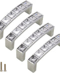 U Shape Crystal Glass Diamond Rhinestone Cabinet Pulls 4 Pack With 2.5 Inch Center Holes and screws included