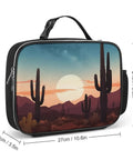 Insulated Desert With Cactus Lunch Box With Leakproof Design Reusable Lunch Tote Bag depicted with sunset and cacti
