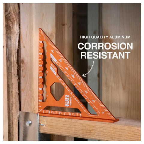 Seven Inch Double Laser Etched Aluminum Rafter Square With Badass Accuracy And No Hassle Multifunctional Carpenter Measuring Layout Tool on wood.