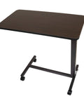 Rolling Overbed Table With Wheels for Bedside, Sofa or Recliner Adjustable Height Laptop Desk with walnut top and sturdy frame