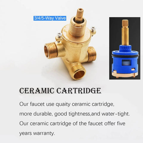 3/4/5 Way Brass Shower Panel Mixer Faucet Hot & Cold Water Control Valve Ceramic Cartridge with durable design