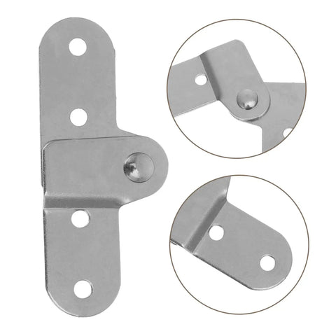 4-Piece Folding Table Hinges Kit For 180-Degree Beefed-Up Heavy-Duty Attic Ladder And Folding Furniture Repairs Chicken-Mouth Shape Hardware Easy Install Replacement For Pull-Down Stairs And Foldable Tables, silver iron hinge close-up