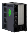 Single Phase To Three Phase VFD Converter For 220V Motors, 0.4 kW Output At 3A with vented side view showing connectors