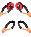 Orange Synthetic Soft Shackle Rope With Protective Sleeve Set, 38,000 Lbs Capacity, Includes Four Shackles And Two Recovery Rings